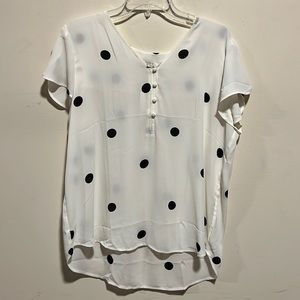 White with black polka dots top